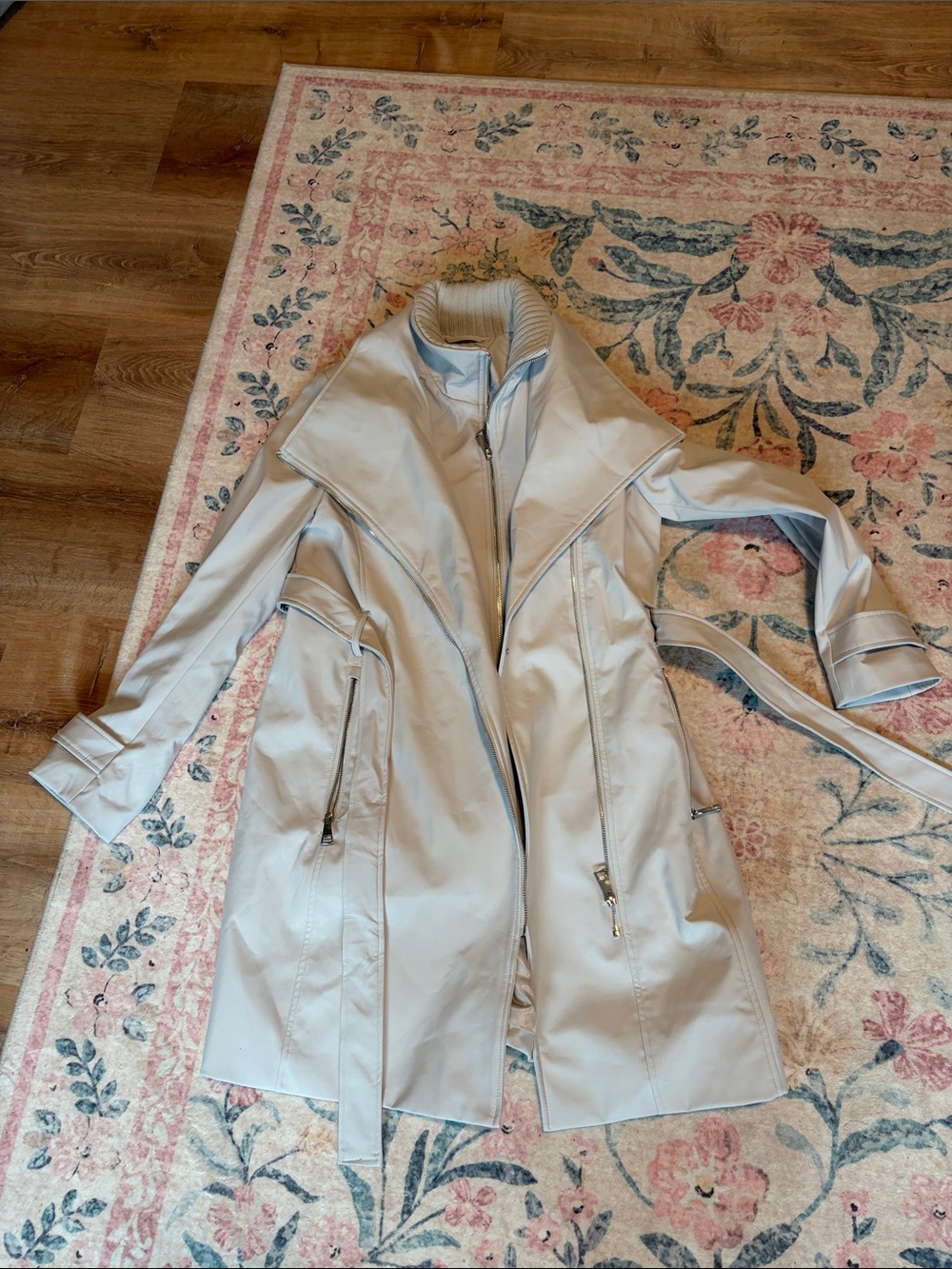 Halston Heritage Light Gray Trench Coat with Zip Details